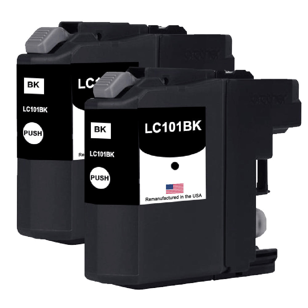 U.S. Remanufactured for Brother LC101BK Black Twin Pack Ink Cartridge