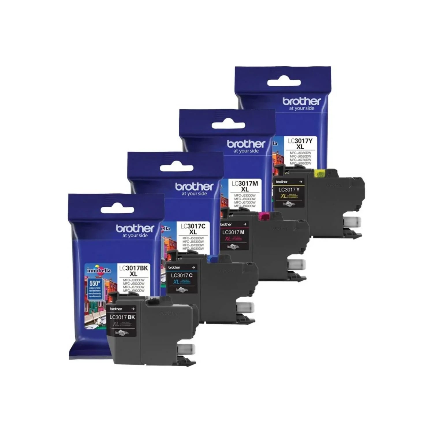 New, Pre-Owned - Brother LC3017XL Black, Cyan, Magenta, Yellow Ink Cartridge, 4-Pack