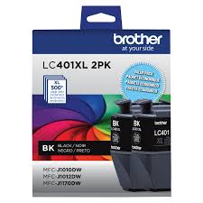 New, Pre-Owned - Brother LC401XL High-Yield Black Ink Cartridge- 2-Pack