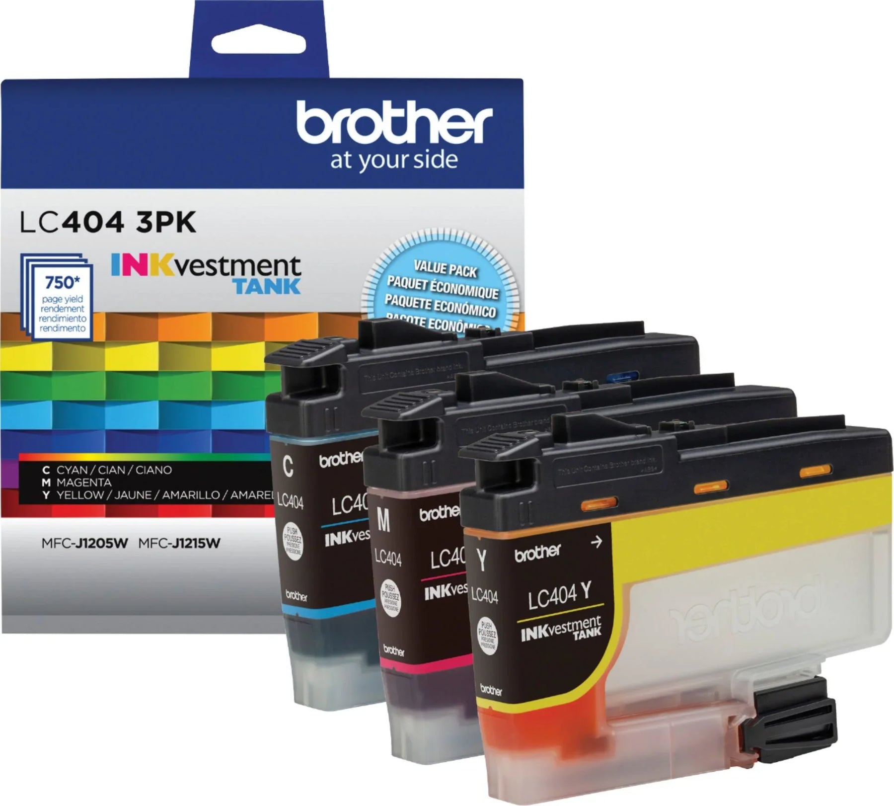 New, Pre-Owned - Brother Standard-Yield Yellow, Magenta and Cyan Ink Cartridge LC404 3.PK