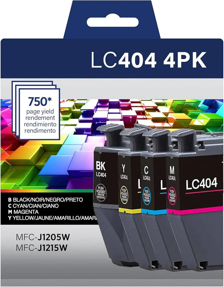 New, Pre-Owned - Brother Standard-Yield Black and Tri-Color Ink Cartridge LC404. 4PK