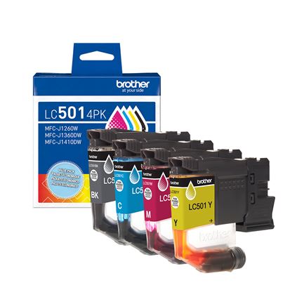 New, Pre-Owned - Brother LC501 Standard Yield Multi-Color (BCMY) Ink Cartridge, 4-Pack