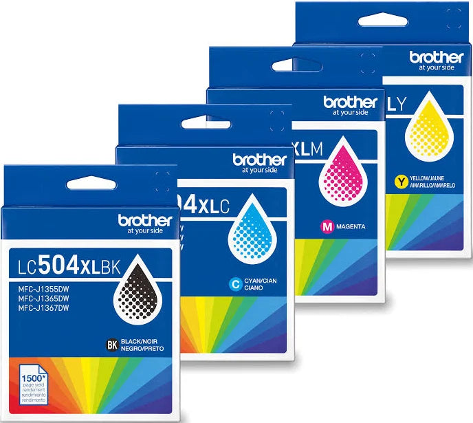 New, Pre-Owned - Brother LC504XL High Yield Multi-Color (BCMY) Ink Cartridge, 4-Pack
