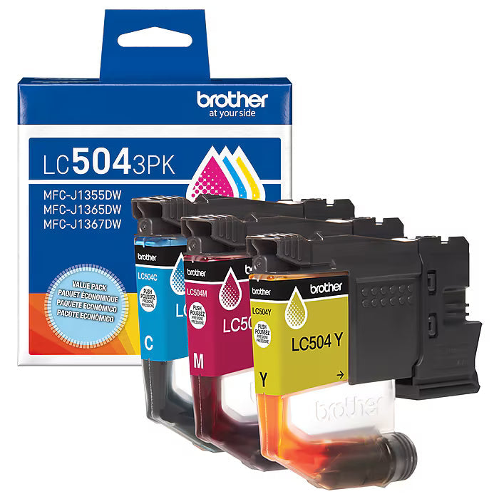 New, Pre-Owned - Brother LC504XL High Yield Multi-Color (CMY) Ink Cartridge,3-Pack