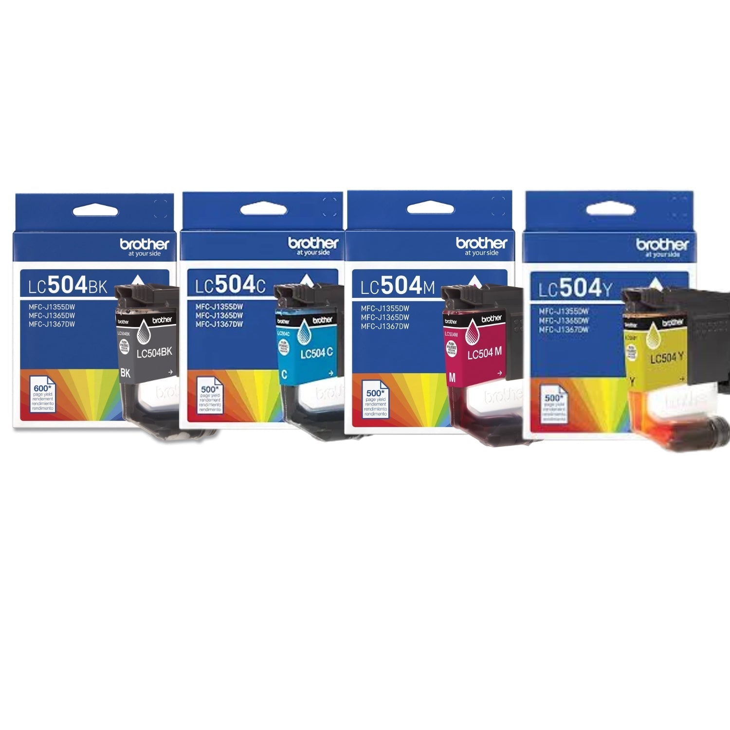 New, Pre-Owned - Brother LC504 Standard Yield Multi-Color (BCMY) Ink Cartridge, 4-Pack