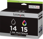 New, Pre-Owned - Lexmark  (18C2239 ) #14 & #15 Black and Color Ink Cartridges