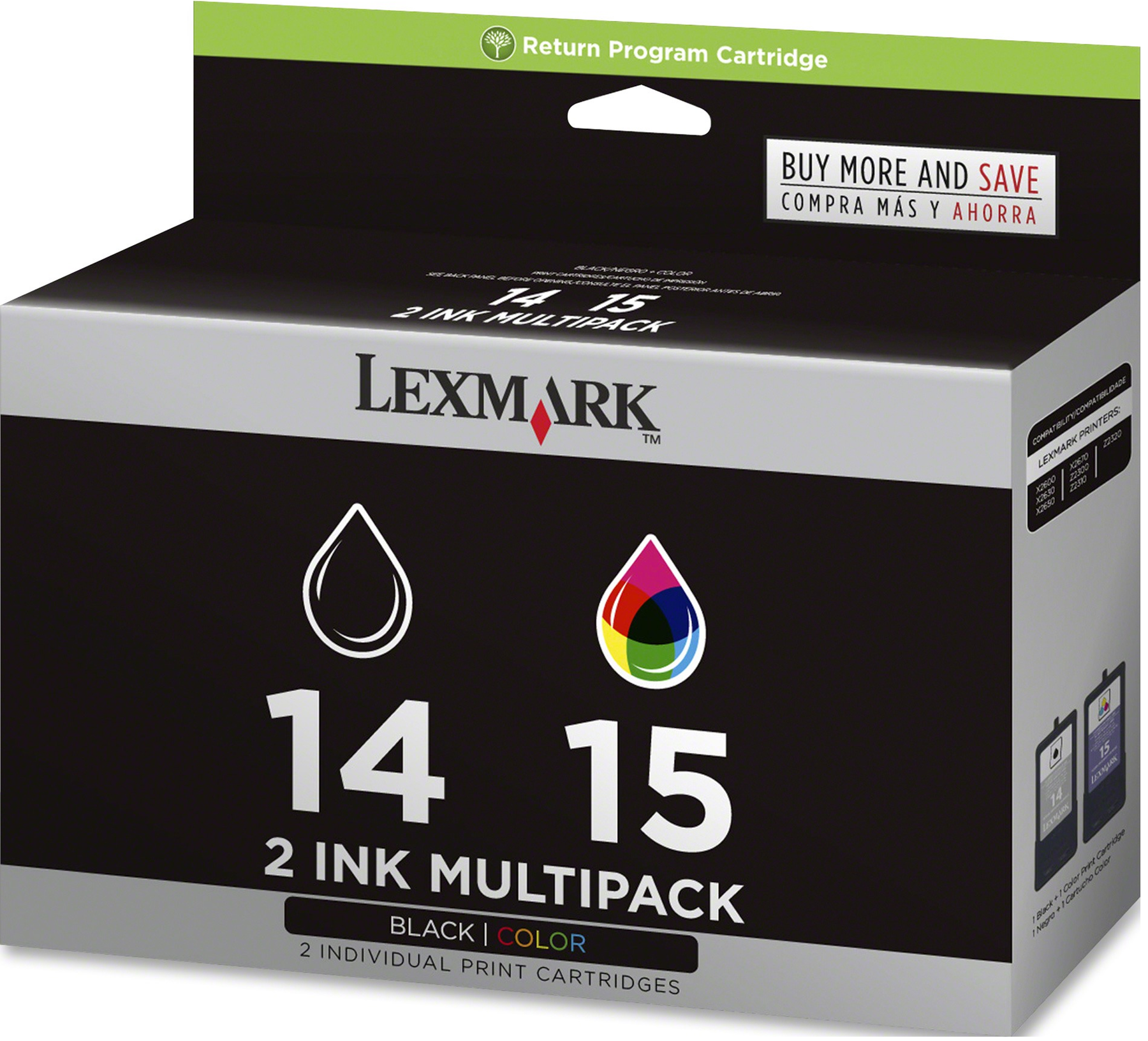 New, Pre-Owned - Lexmark  (18C2239 ) #14 & #15 Black and Color Ink Cartridges