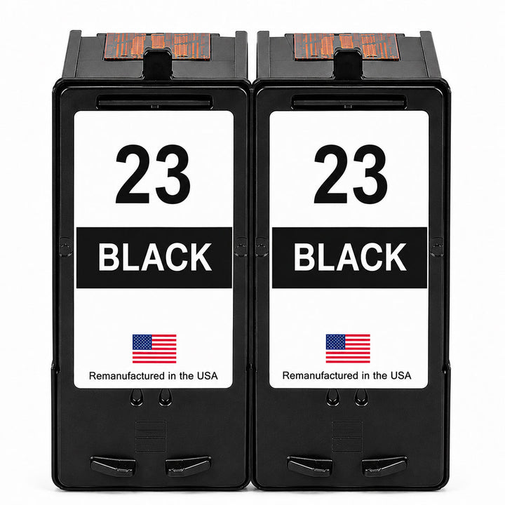 U.S. Remanufactured for Lexmark #23 18C1523 Black Ink Cartridge Twin Pack