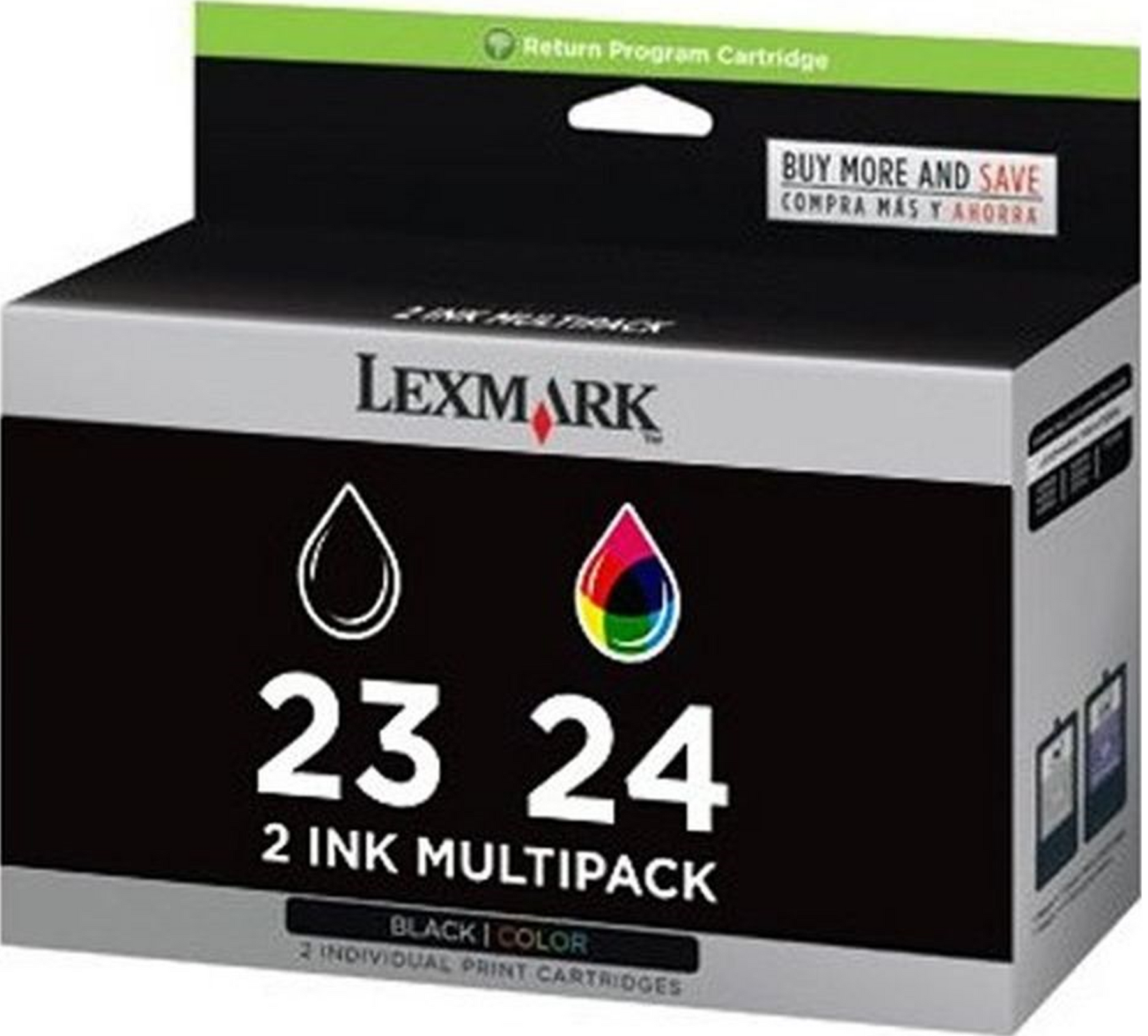 New, Pre-Owned - Lexmark #23/#24 (18C1571) Black and Color Ink Cartridge Combo Pack