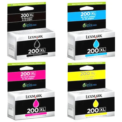 New, Pre-Owned - Lexmark 200xl High Yield Tri-Colour Ink Cartridge, 4 Pack