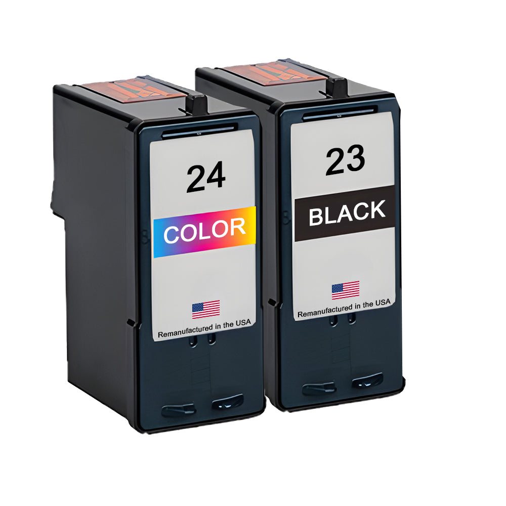 U.S. Remanufactured for Lexmark #23 Black / #24 Color Ink Cartridges Combo Pack