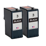 U.S. Remanufactured for Lexmark #3 Black Ink Cartridges Twin Pack