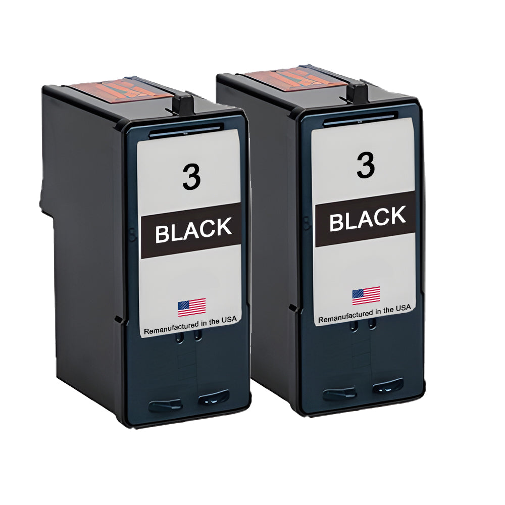 U.S. Remanufactured for Lexmark #3 Black Ink Cartridges Twin Pack