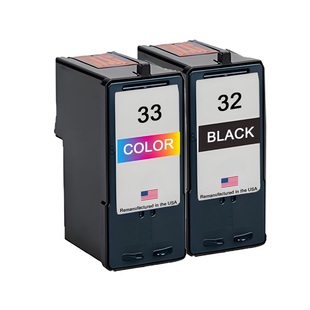 U.S. Remanufactured for Lexmark #32 Black / #33 Color Ink Cartridges Combo Pack