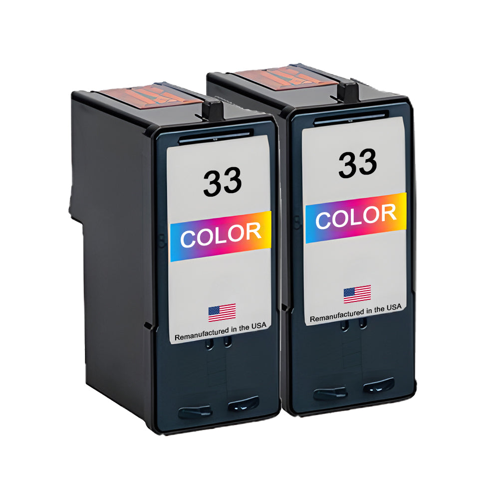 U.S. Remanufactured for Lexmark #33 18C0033 Color Ink Cartridge Twin Pack