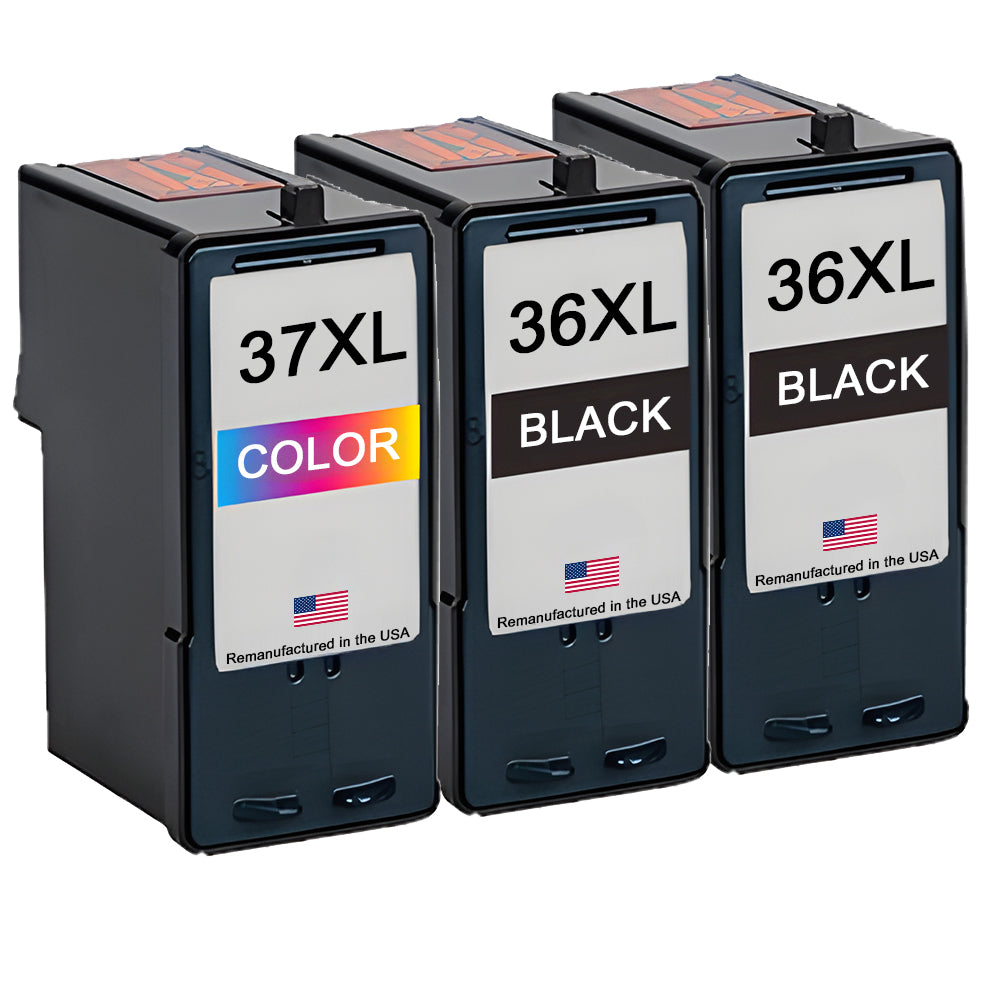 U.S. Remanufactured for Lexmark #36XL 2 Black / #37XL 1 Color Ink Cartridges 3-Pack