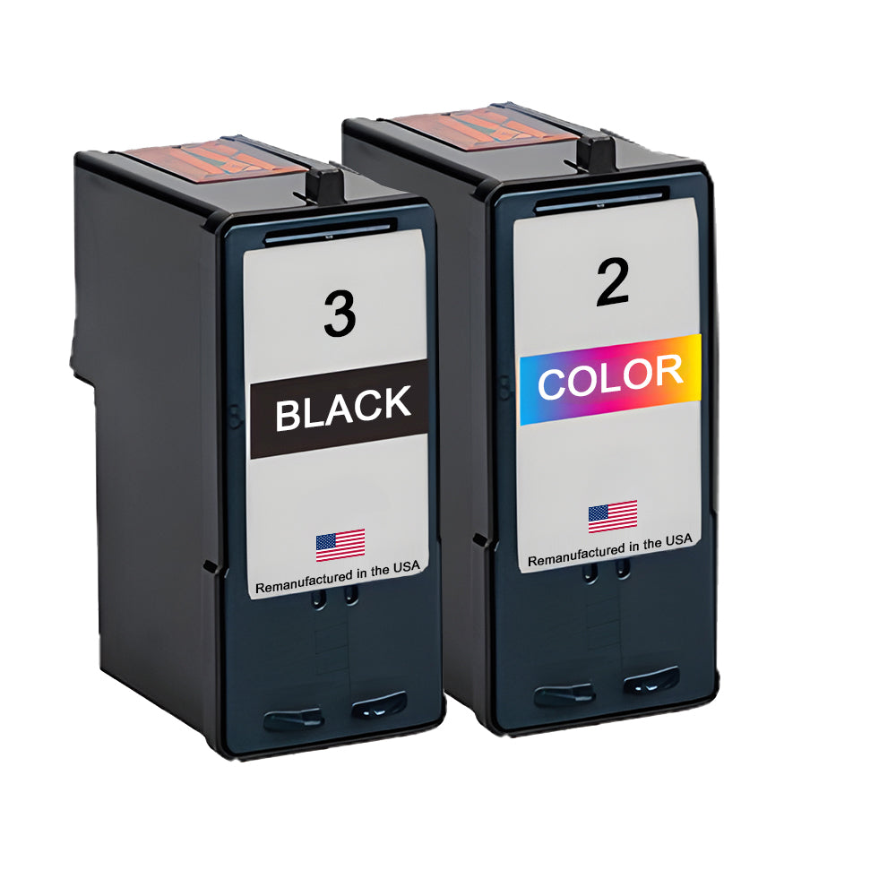 U.S. Remanufactured Ink Cartridges for Lexmark #3 Black / #2 Color Combo Pack