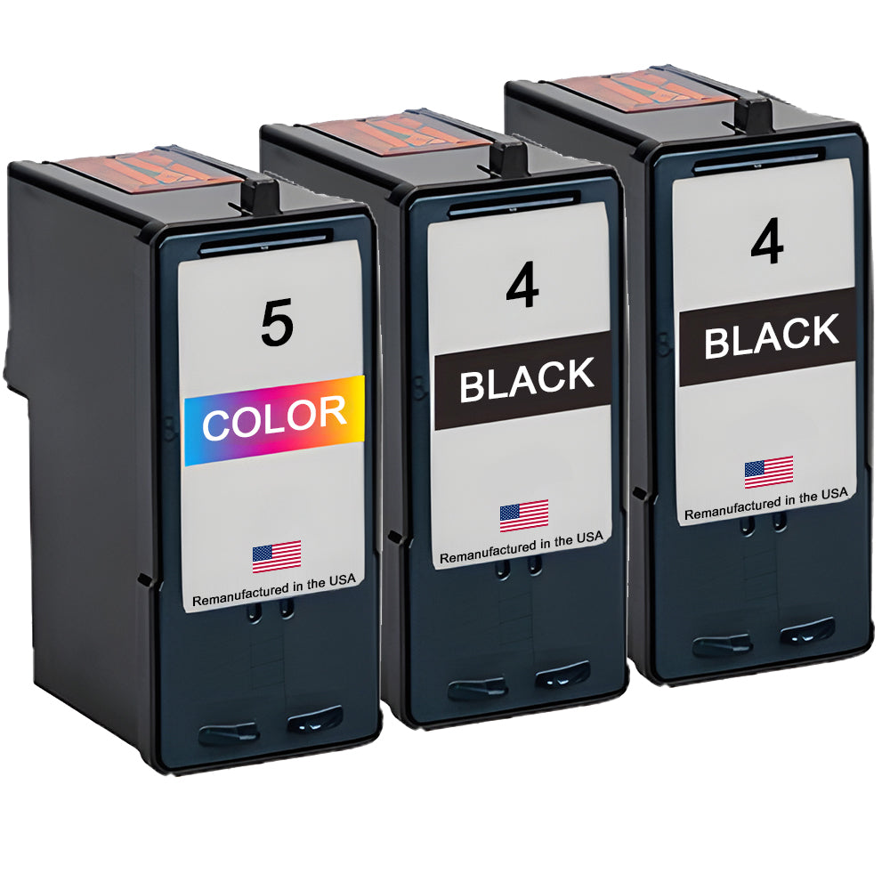 U.S. Remanufactured for Lexmark #4 2 Black / #5 1 Color Ink Cartridges 3-Pack