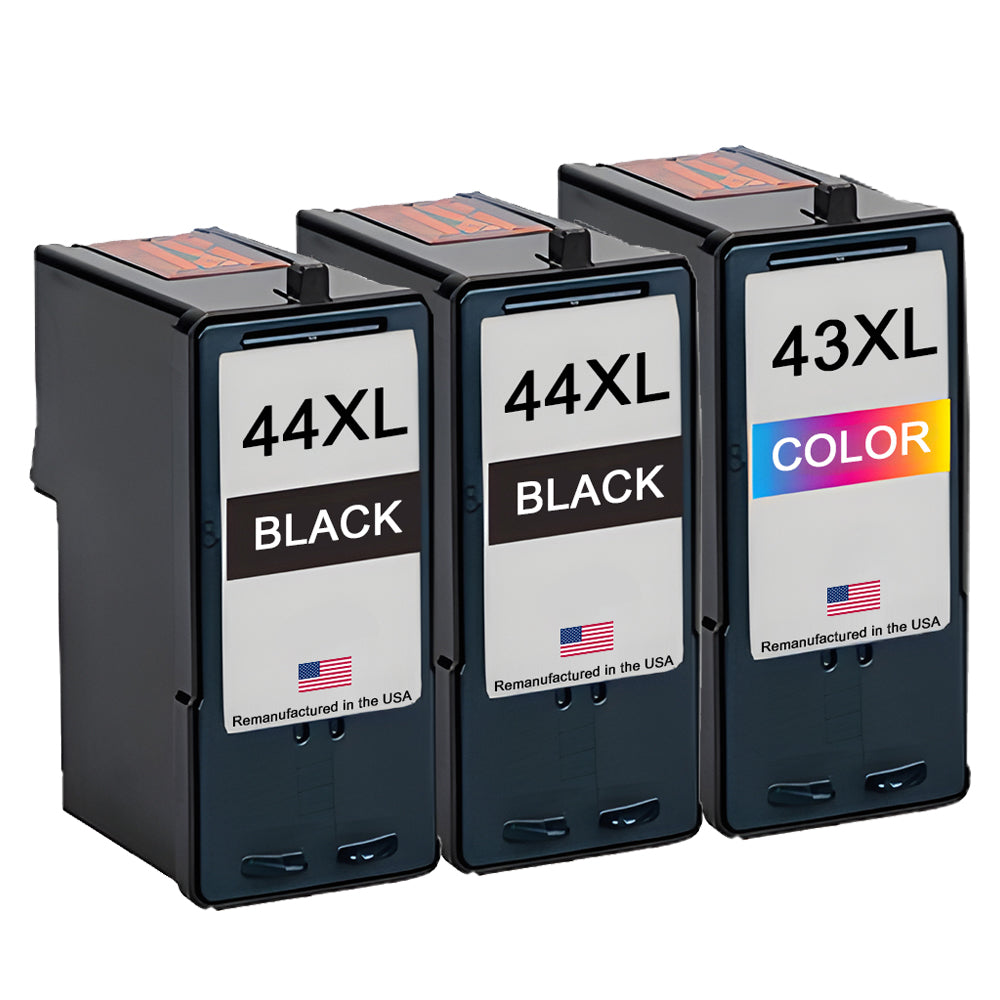 U.S. Remanufactured for Lexmark #44XL 2 Black / #43XL 1 Color Ink Cartridges 3-Pack