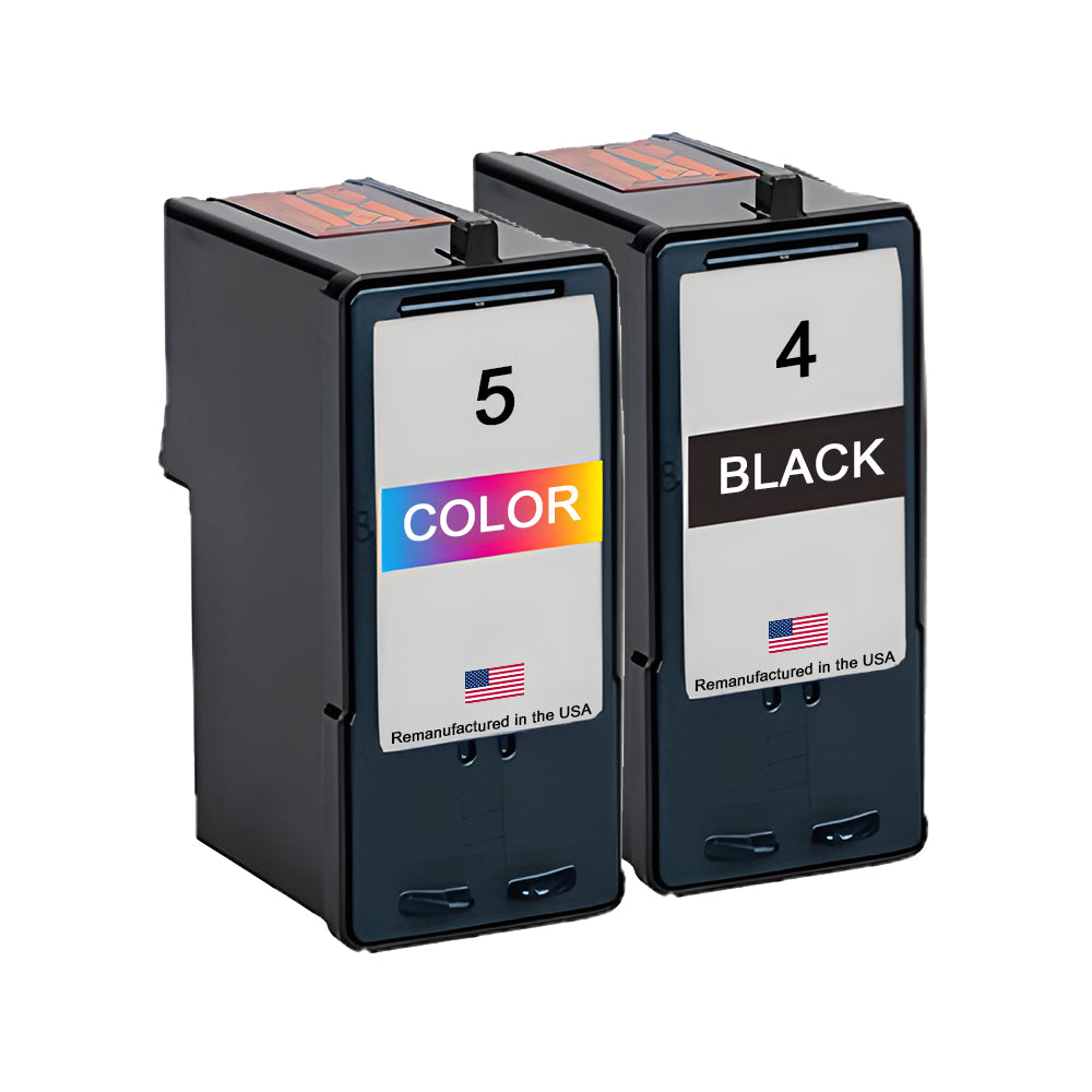 U.S. Remanufactured for Lexmark #4 Black / #5 Color Ink Cartridges Combo Pack