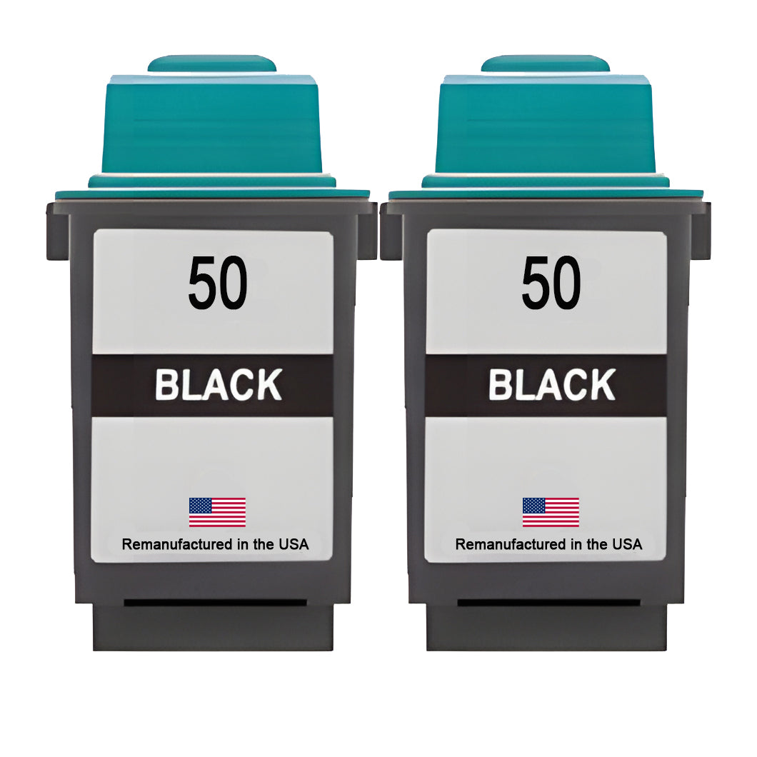 U.S. Remanufactured for Lexmark #50 17G0050 Black Ink Cartridge Twin Pack