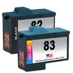 U.S. Remanufactured Ink Cartridges for Lexmark #82 Black / #83 Color Combo Pack