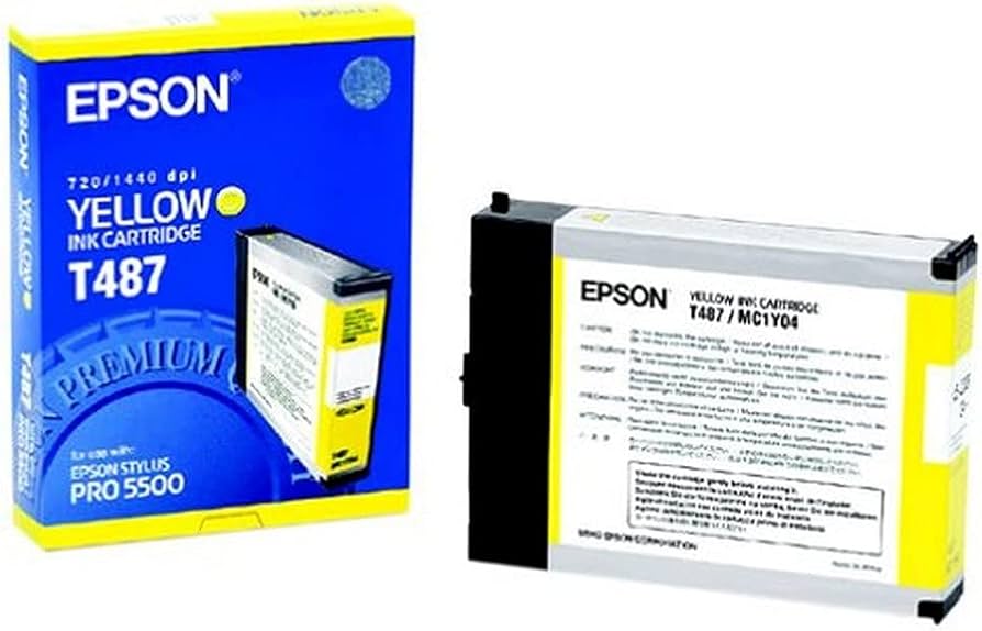 New, Pre-Owned - Epson T487 Standard Yield Yellow Inkjet Cartridge, T487011