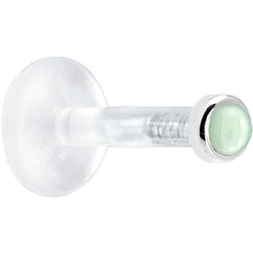 Solid 14K White Gold 2mm Genuine Aventurine Quartz Bioplast Push in Monroe
