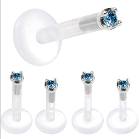 Solid 14K White Gold 1.5mm Genuine Blue Diamond Bioplast Push in Monroe