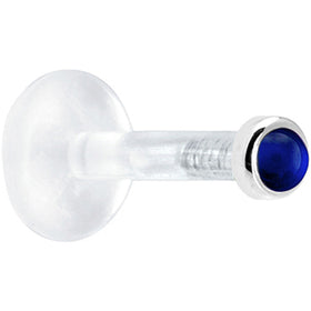 Solid 14K White Gold 2mm Genuine Blue Sapphire Bioplast Push in Monroe