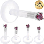 Solid 14K White Gold 1.5mm Genuine Purple Diamond Bioplast Push in Monroe