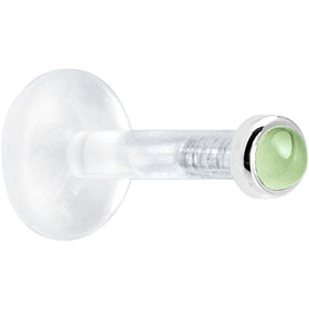Solid 14K White Gold 2mm Genuine Peridot Bioplast Push in Monroe