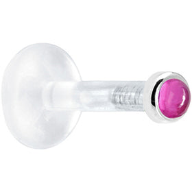 Solid 14K White Gold 2mm Genuine Pink Tourmaline Bioplast Push in Monroe