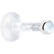 Solid 14K White Gold 2mm Genuine Rainbow Moonstone Bioplast Push in Monroe