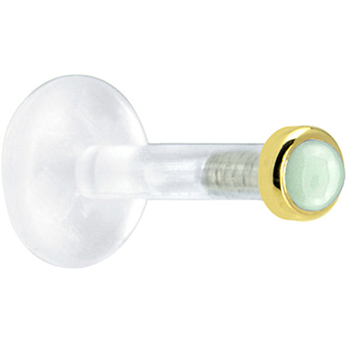 Solid 14K Yellow Gold 2mm Genuine Aventurine Quartz Bioplast Push in Monroe
