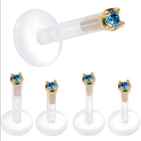 Solid 14K Yellow Gold 1.5mm Genuine Blue Diamond Bioplast Push in Monroe