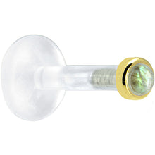 Solid 14K Yellow Gold 2mm Genuine Labradorite Bioplast Push in Monroe