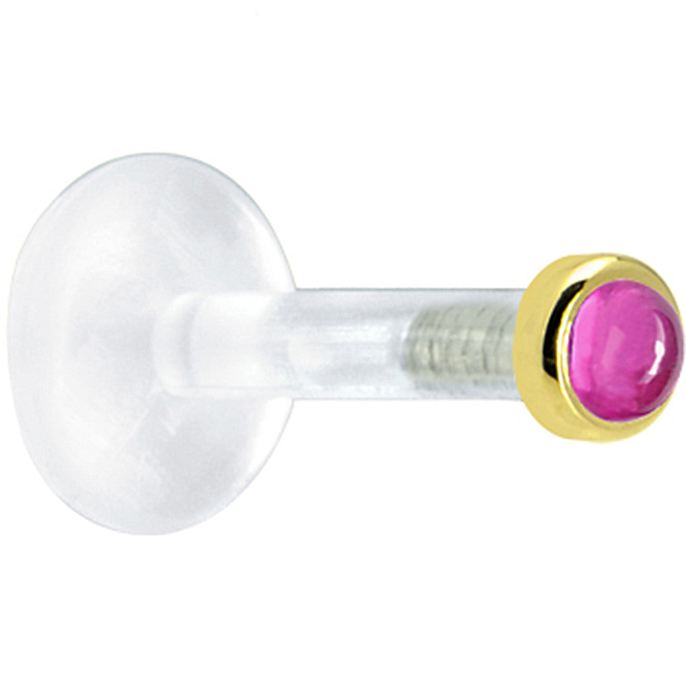 Solid 14K Yellow Gold 2mm Genuine Pink Tourmaline Bioplast Push in Monroe