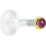 Solid 14K Yellow Gold 2mm Genuine Rhodolite Garnet Bioplast Push in Monroe