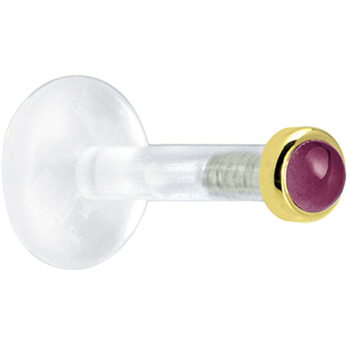 Solid 14K Yellow Gold 2mm Genuine Rhodolite Garnet Bioplast Push in Monroe