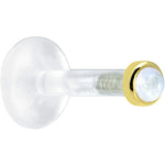 Solid 14K Yellow Gold 2mm Genuine Rainbow Moonstone Bioplast Push in Monroe