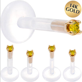 Solid 14K Yellow Gold 1.5mm Genuine Yellow Diamond Bioplast Push in Monroe