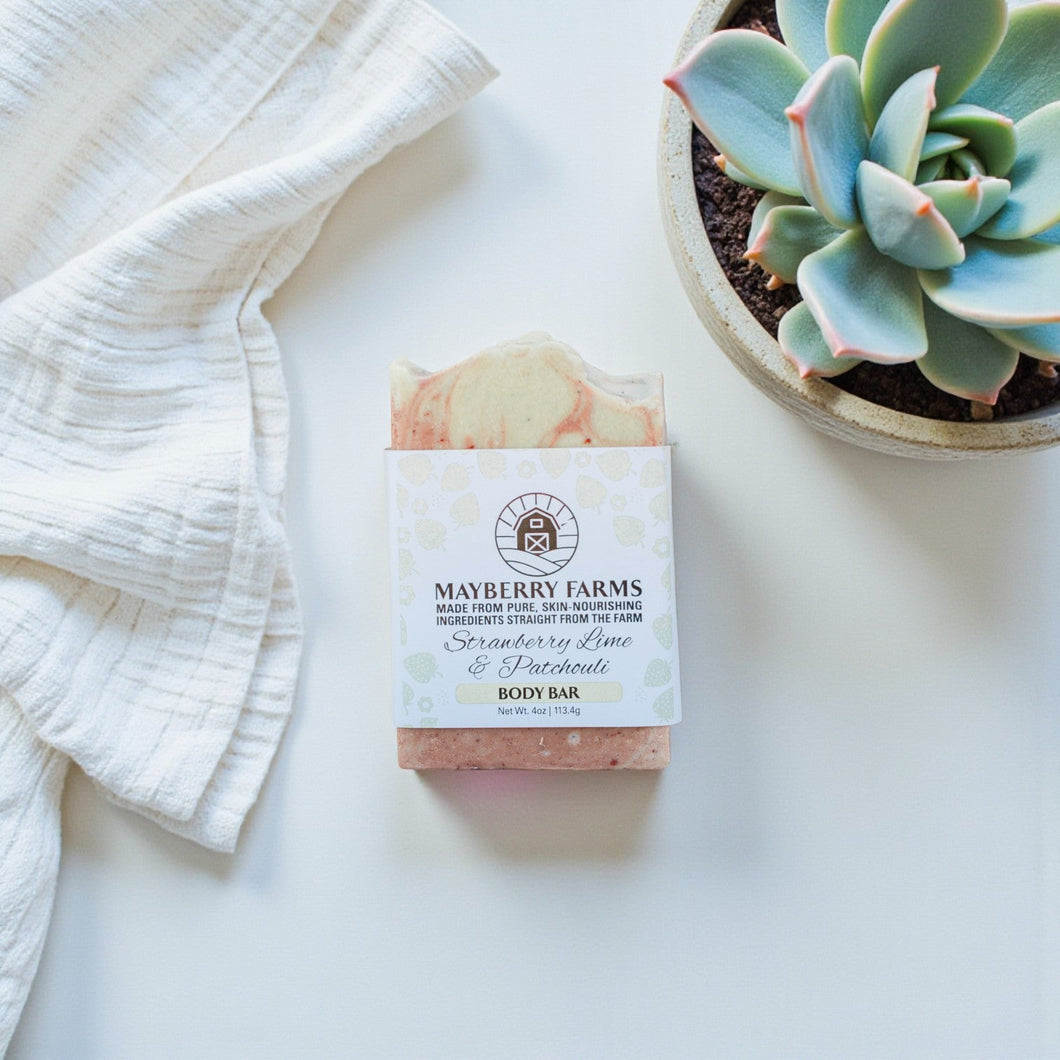 Strawberry Lime & Patchouli Goat Milk, Lard & Honey Bar Soap