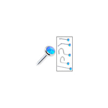 Solid 14K White Gold 2mm Blue Synthetic Opal Nose Ring