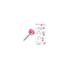Solid 14K White Gold 2mm Brilliant Pink Synthetic Opal Nose Ring