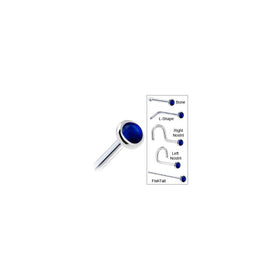 Solid 14K White Gold 2mm Genuine Sapphire Nose Ring
