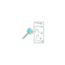 Solid 14K White Gold 2mm Light Blue Synthetic Opal Nose Ring
