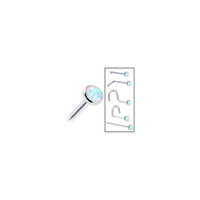 Solid 14K White Gold 2mm Synthetic Opal Nose Ring