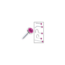 Solid 14K White Gold 2mm Genuine Pink Garnet Nose Ring