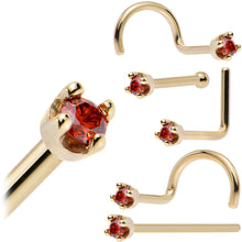 Solid 14K Yellow Gold 1.5mm Genuine Red Diamond Nose Ring